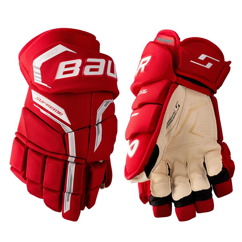 Gants Bauer Supreme F50 PRO (Rouge, Intermédiaire 12.5") <br /><span class='messagePreCommande'>Précommande - Disponible mi-juillet</span> - Photo 1