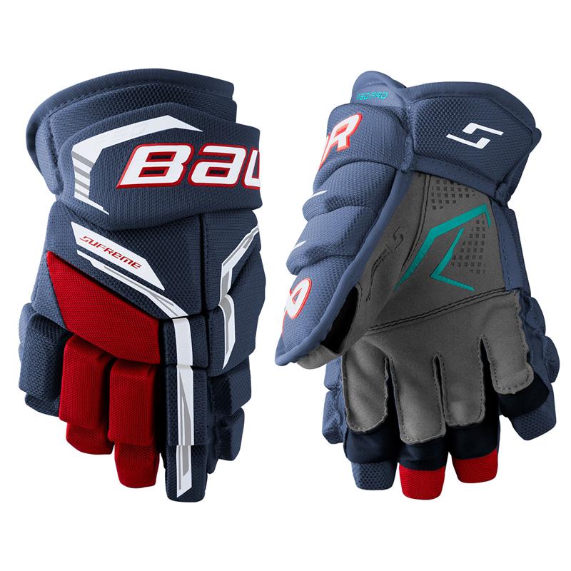 Gants Bauer Supreme F50 PRO (Bleu navy - Rouge - Blanc, Junior 11'' ) <br /><span class='messagePreCommande'>Précommande - Disponible mi-juillet</span> - Photo 1